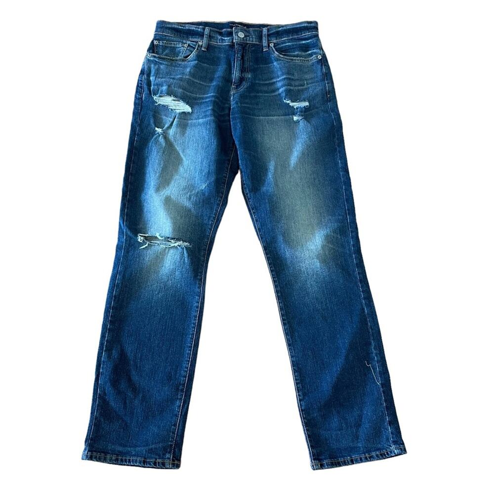 Lucky Brand 221 Classic Straight Leg Dark Wash Distressed Jeans 32x32 NWT